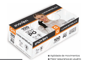 LUVA NITRILICA PRETA G - Caixa com 100un INOVEM