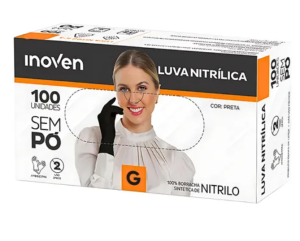 LUVA NITRILICA PRETA G - Caixa com 100un INOVEM
